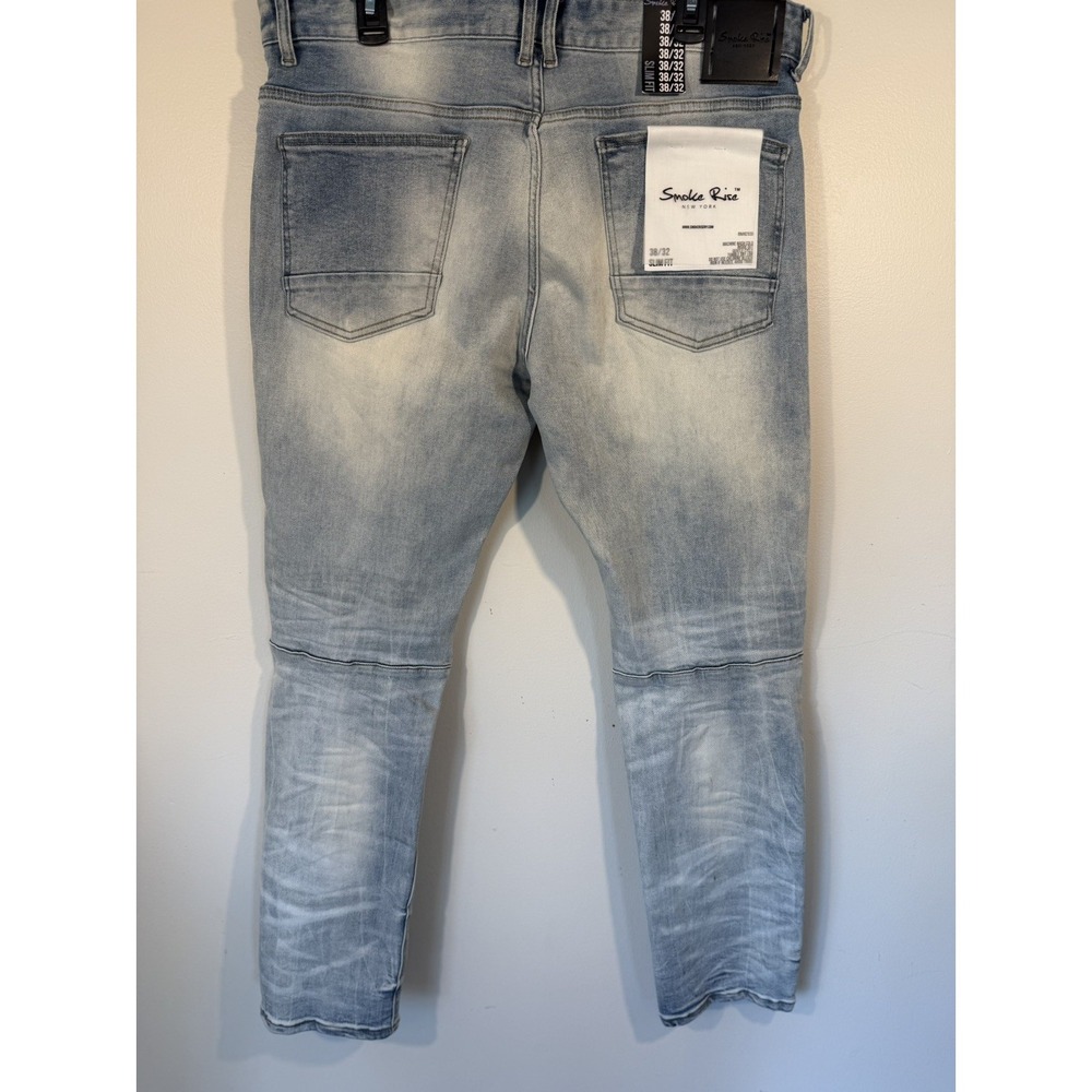NWT Smoke Rise Jeans Men's 38x32 Light Wash Slim Distressed Y2K Grunge - Picture 3 of 6
